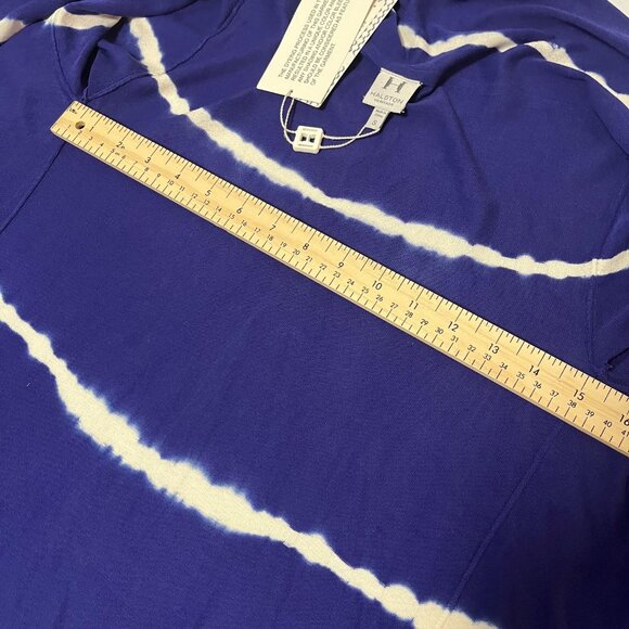 NWT Halston Heritage Open Front Cardigan S Blue Silk Blend Asymmetric Sweater - Picture 6 of 14